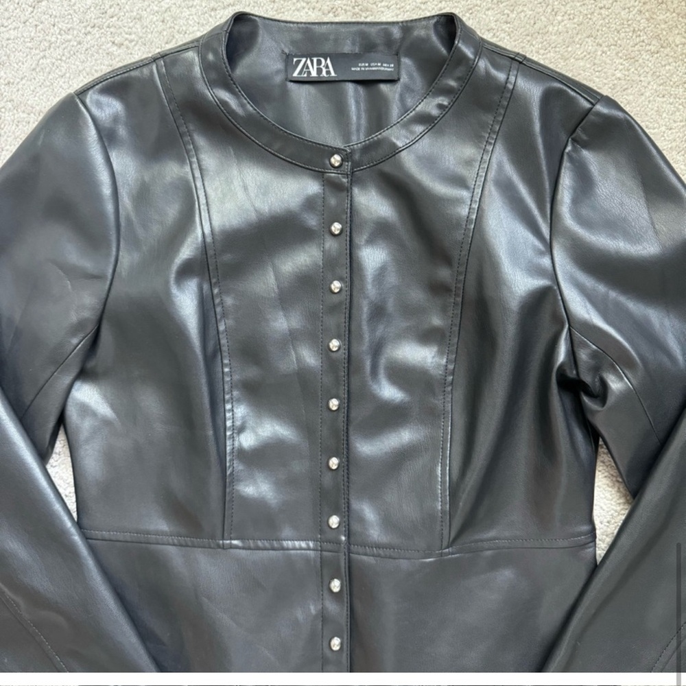 Zara Faux Leather Jacket - Picture 4 of 13